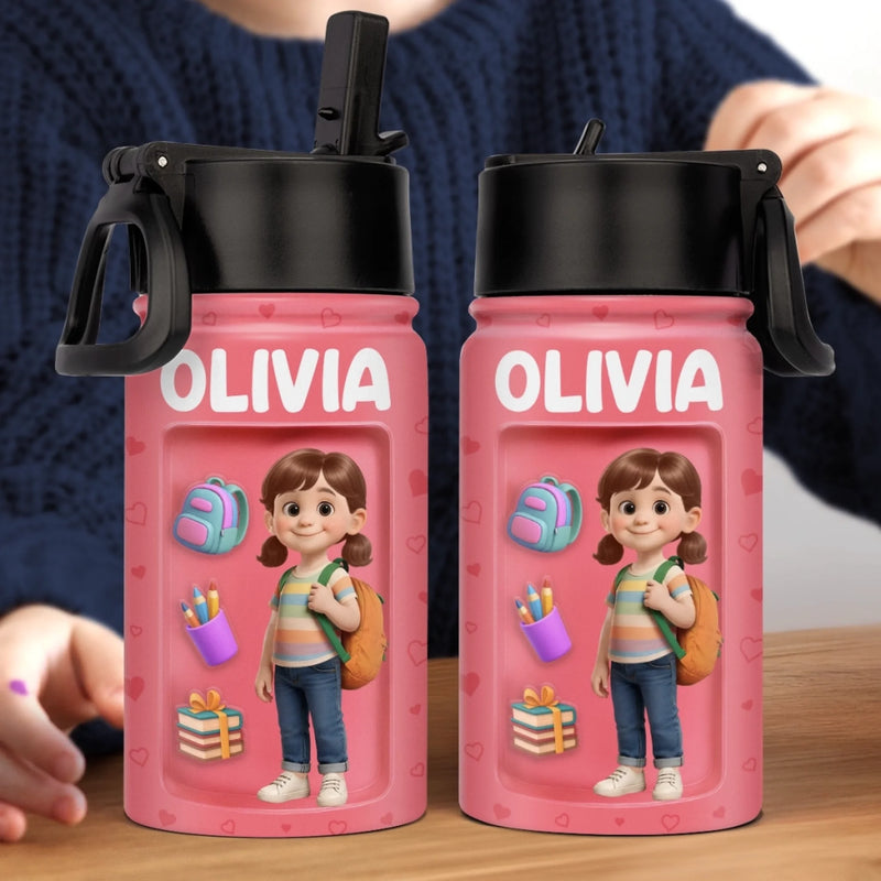 Personalized Kid Water Bottle – Back To School Gift For Kids – Brave Little Explorer