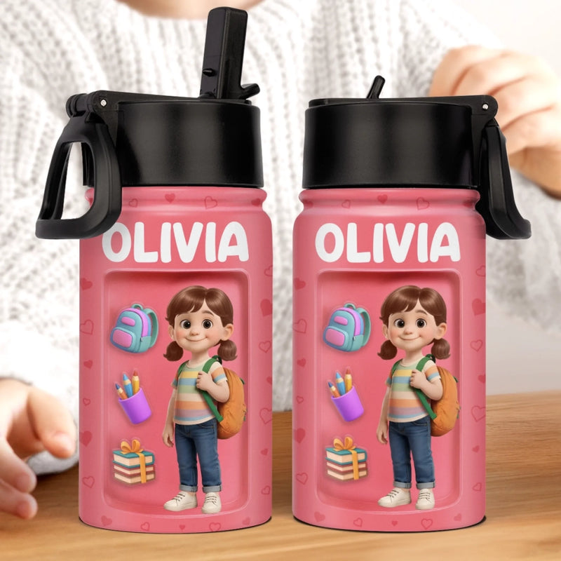 Personalized Kid Water Bottle – Back To School Gift For Kids – Brave Little Explorer