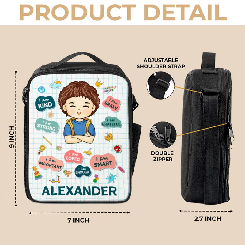 Personalized Kids Lunch Bag – Back To School Gift For Kid – Kind Heart, Brave Soul