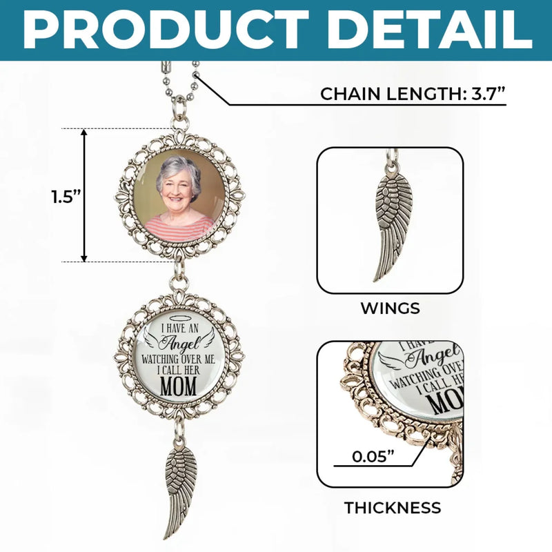 Personalized Photo Metal Car Hanging Ornament With Charm – Sympathy Gift For Family – A Life Well Lived, A Love Well Shared