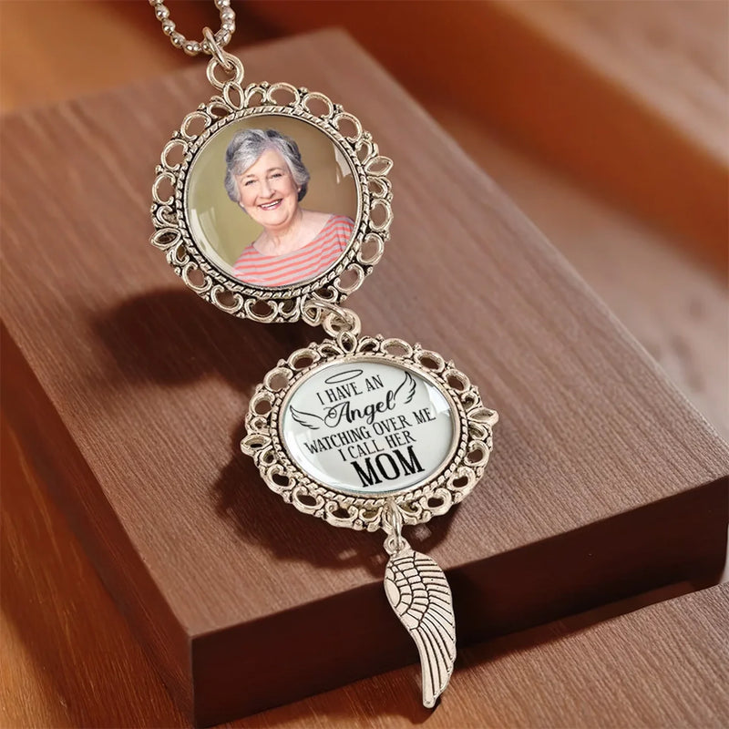 Personalized Photo Metal Car Hanging Ornament With Charm – Sympathy Gift For Family – A Life Well Lived, A Love Well Shared