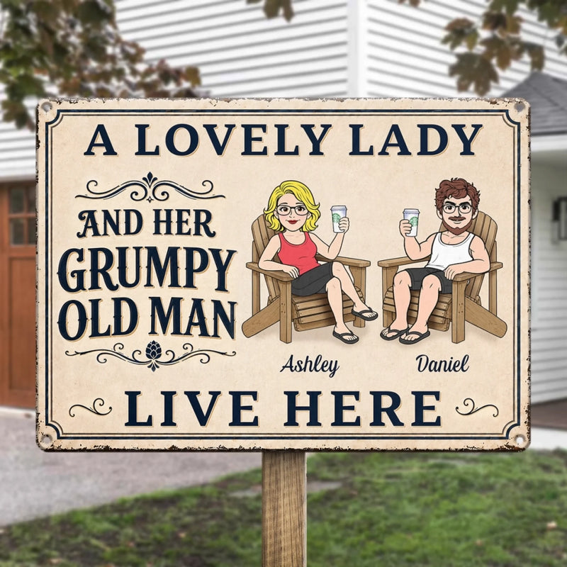 Personalized Home Decor Metal Sign - Wedding  Anniversary Gift For Couple - Welcome To Our Happy Place
