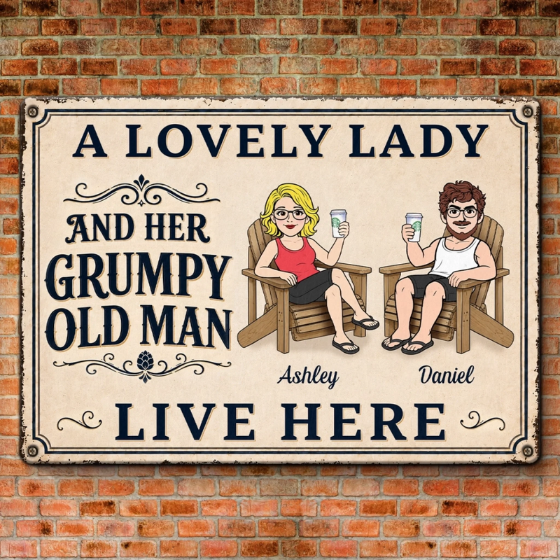 Personalized Home Decor Metal Sign - Wedding  Anniversary Gift For Couple - Welcome To Our Happy Place
