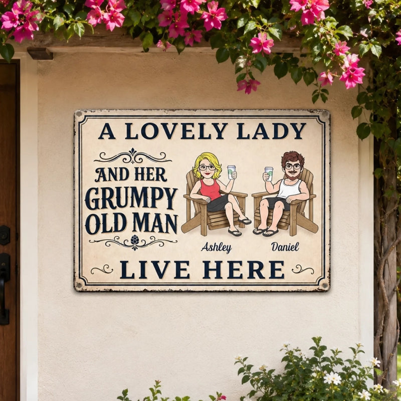 Personalized Home Decor Metal Sign - Wedding  Anniversary Gift For Couple - Welcome To Our Happy Place