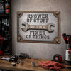 Personalized Home Decor Metal Sign – Gift For Man – Knower Of Stuff, Fixer Of Things