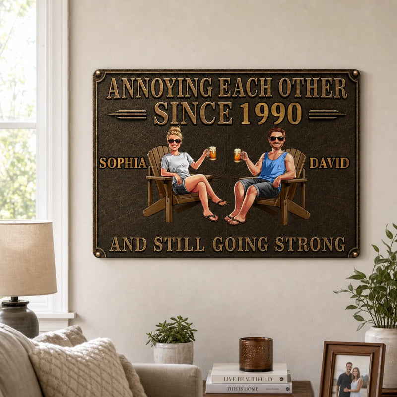 Personalized Home Decor Metal Sign – Wedding Anniversary Gift For Couple – Stronger Every Year