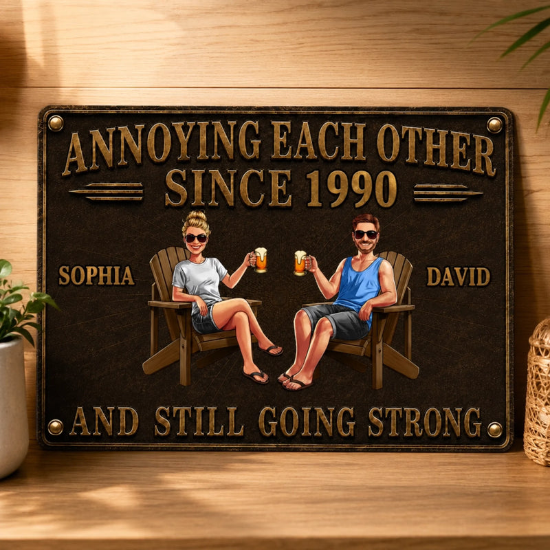 Personalized Home Decor Metal Sign – Wedding Anniversary Gift For Couple – Stronger Every Year