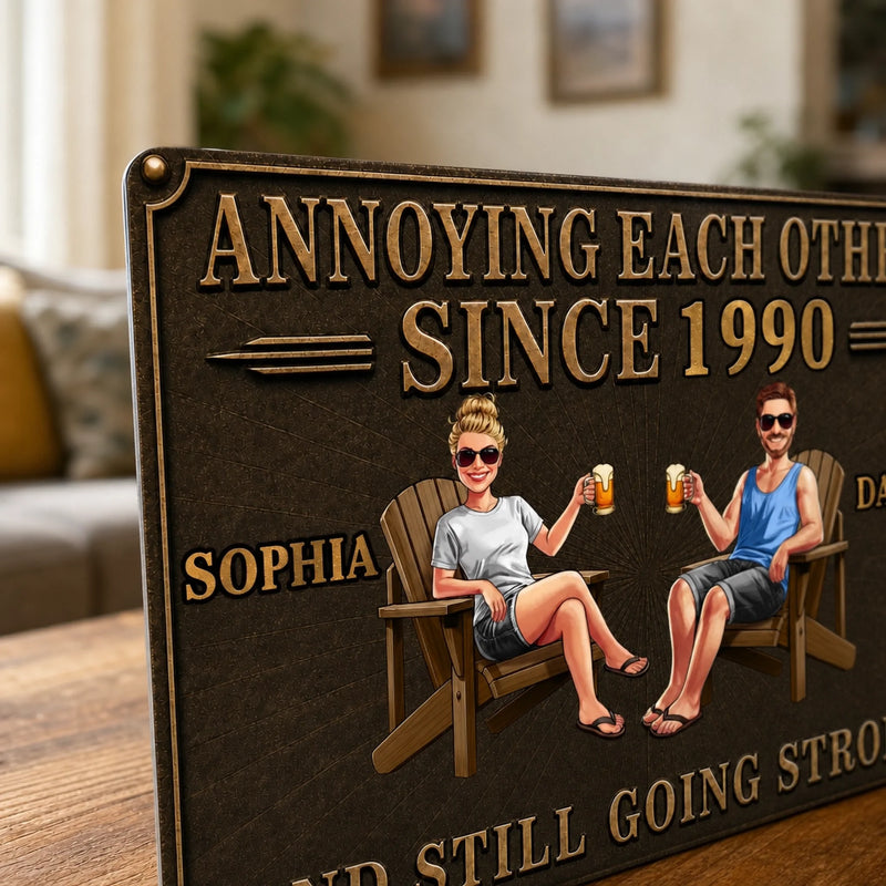 Personalized Home Decor Metal Sign – Wedding Anniversary Gift For Couple – Stronger Every Year