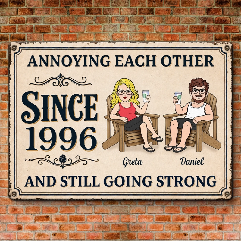 Personalized Home Decor Metal Sign - Wedding  Anniversary Gift For Husband, Wife, Couple - Still Crazy About Each Other
