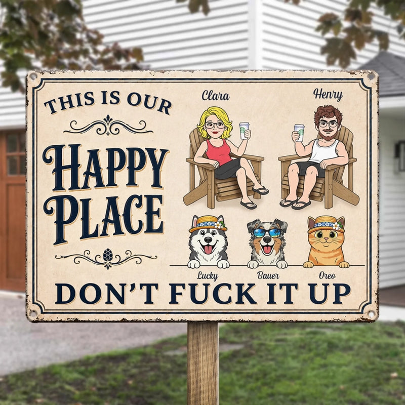Personalized Home Decor Metal Sign - Wedding Anniversary Gift For Couple, Pet Lovers - Our Favorite Place to Be