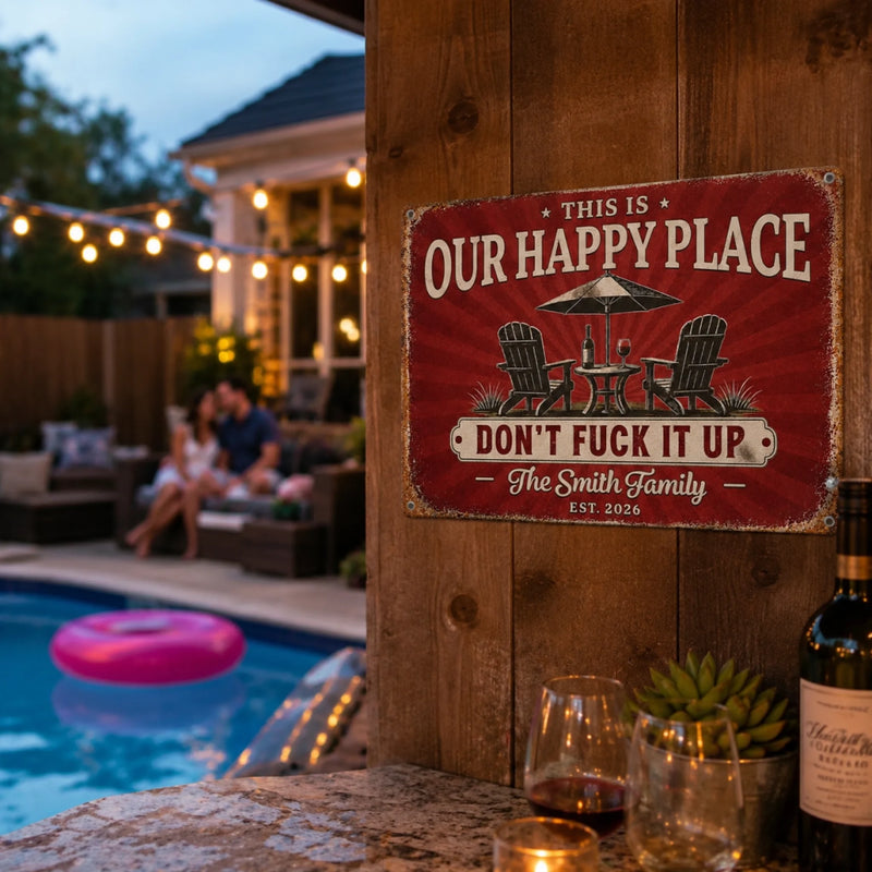 Personalized Home Decor Metal Sign - Wedding Anniversary Gifts For Husband, Wife, Couple - Love, Laughter & Cocktails