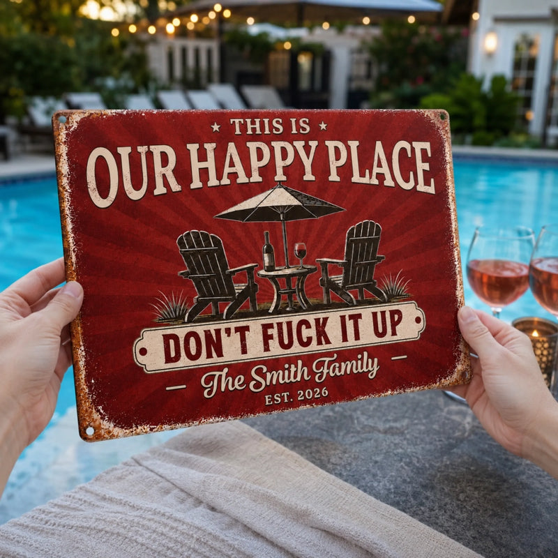 Personalized Home Decor Metal Sign - Wedding Anniversary Gifts For Husband, Wife, Couple - Love, Laughter & Cocktails