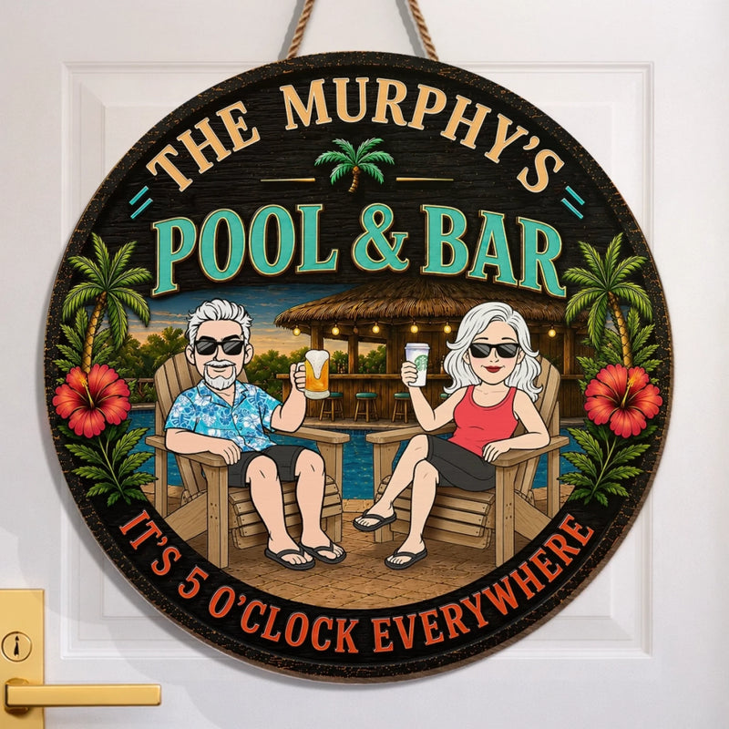 Personalized Wood Sign - Anniversary Summer Gift for Husband, Wife, Couple - Powered By Cocktails