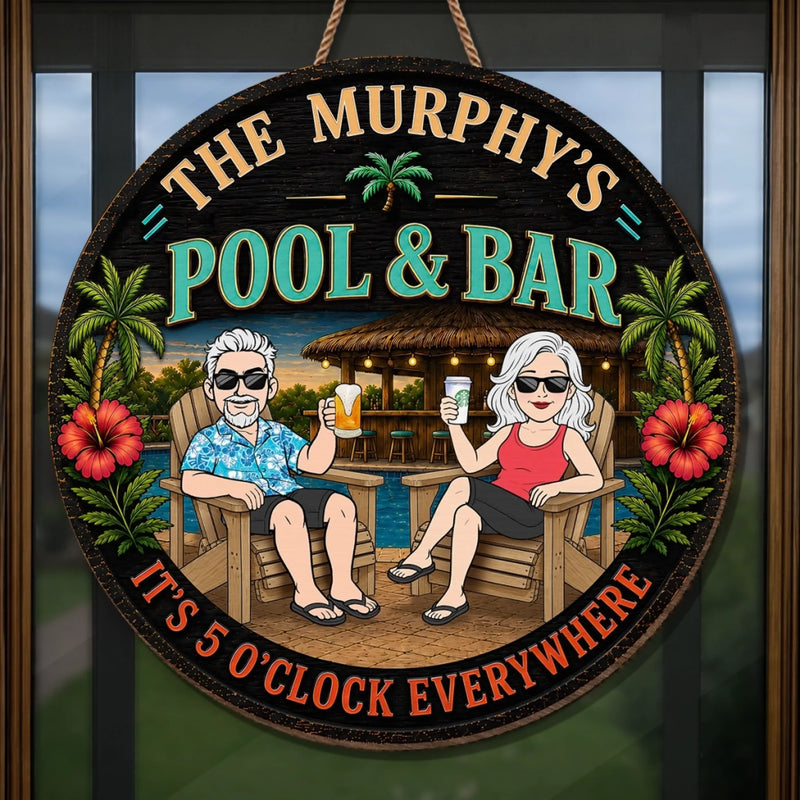 Personalized Wood Sign - Anniversary Summer Gift for Husband, Wife, Couple - Powered By Cocktails