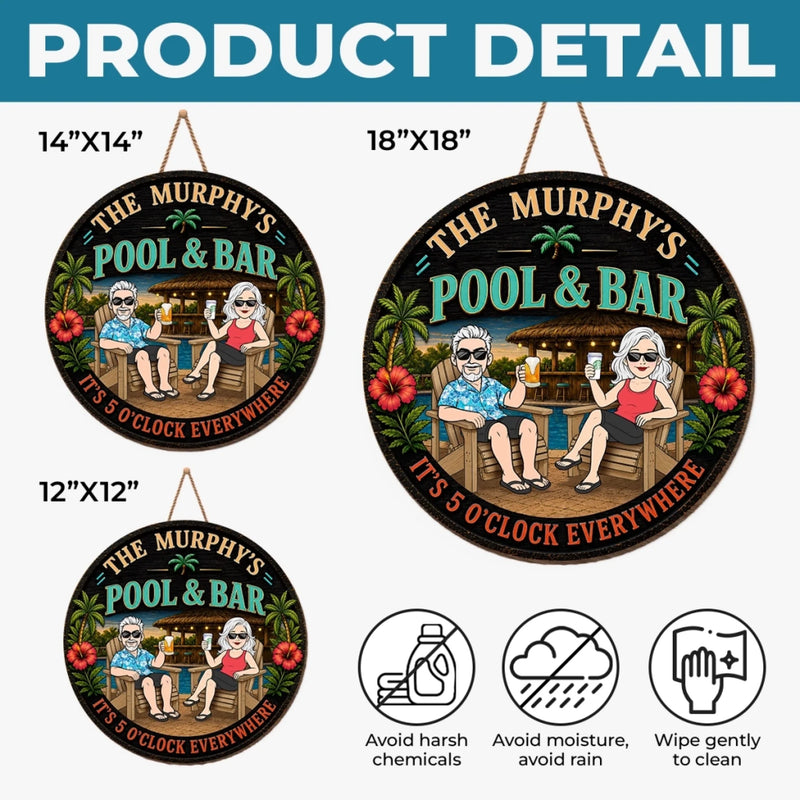 Personalized Wood Sign - Anniversary Summer Gift for Husband, Wife, Couple - Powered By Cocktails
