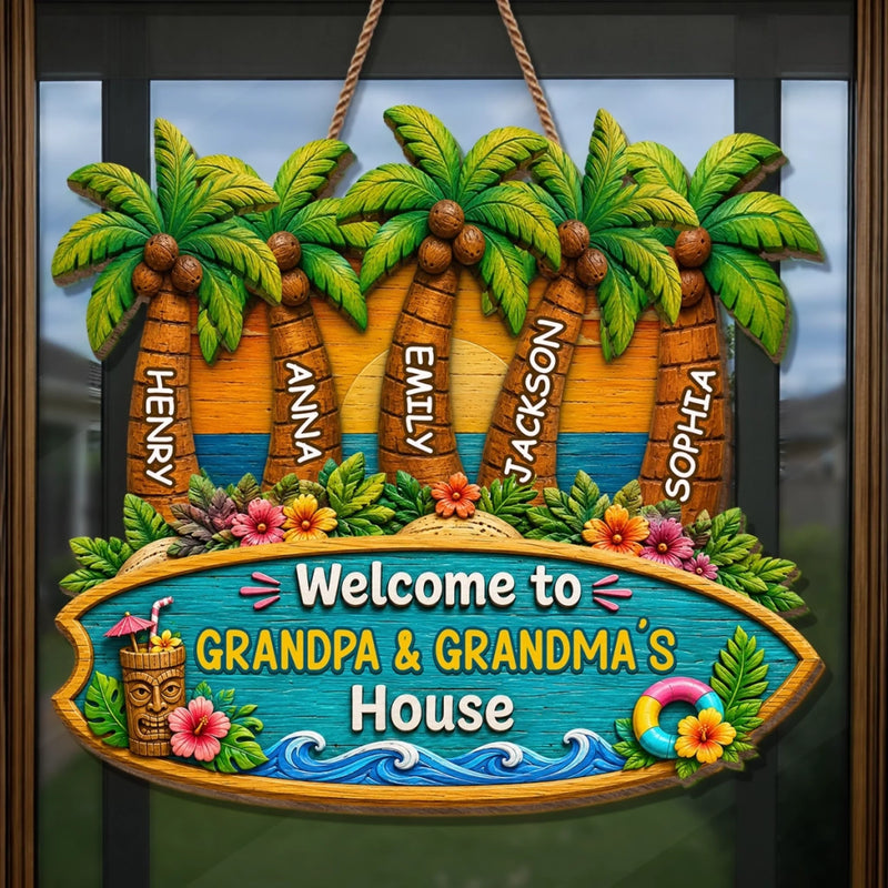 Personalized Wood Sign - Poolside, Summer Gift For Grandma, Grandpa, Family - Grandkids Pool Party