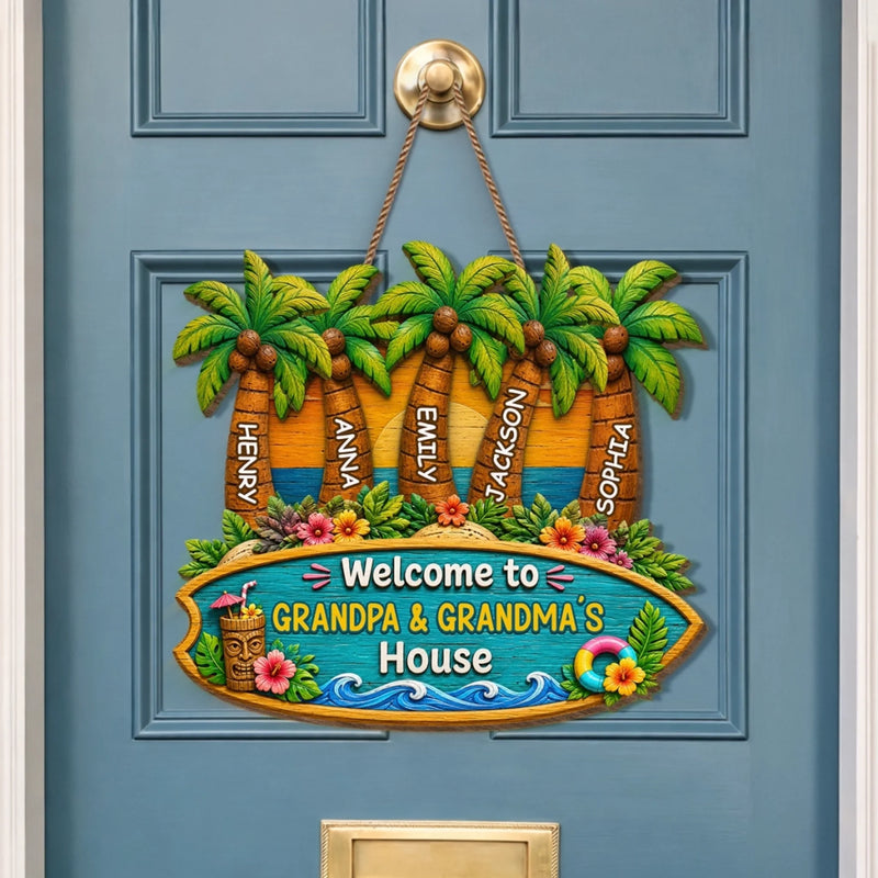 Personalized Wood Sign - Poolside, Summer Gift For Grandma, Grandpa, Family - Grandkids Pool Party
