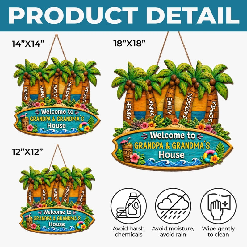 Personalized Wood Sign - Poolside, Summer Gift For Grandma, Grandpa, Family - Grandkids Pool Party