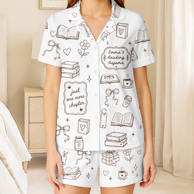 Personalized Short Pajama Set - Gift For Book Lovers - Books Before Bed