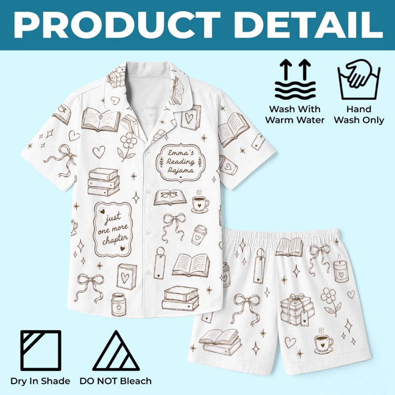 Personalized Short Pajama Set - Gift For Book Lovers - Books Before Bed