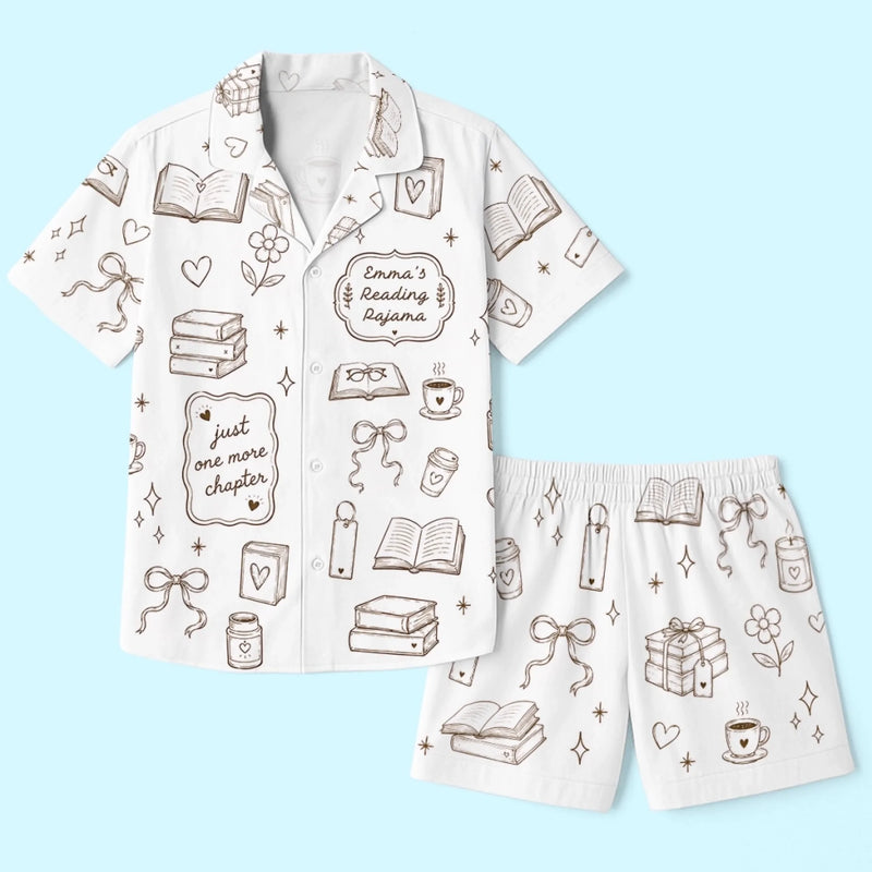 Personalized Short Pajama Set - Gift For Book Lovers - Books Before Bed