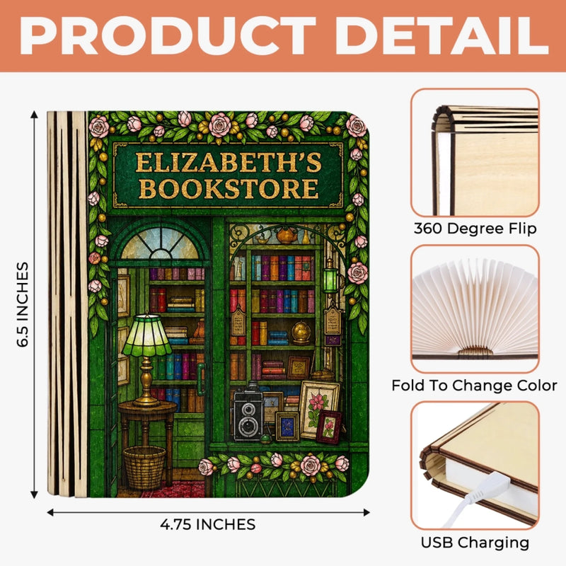 Personalized Foldable LED Magic Book Lamp - Gifts For Book Lovers - Every Night, A New Story