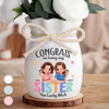 Personalized Flower Vase With Ribbon – Birthday Gift For Sister, Bestie, Best Friend – A Sister Bond With Extra Sass