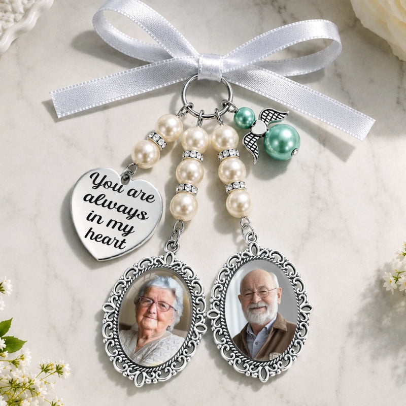 Personalized Photo Bouquet Charm - Sympathy Gifts For Brides - In Loving Memory