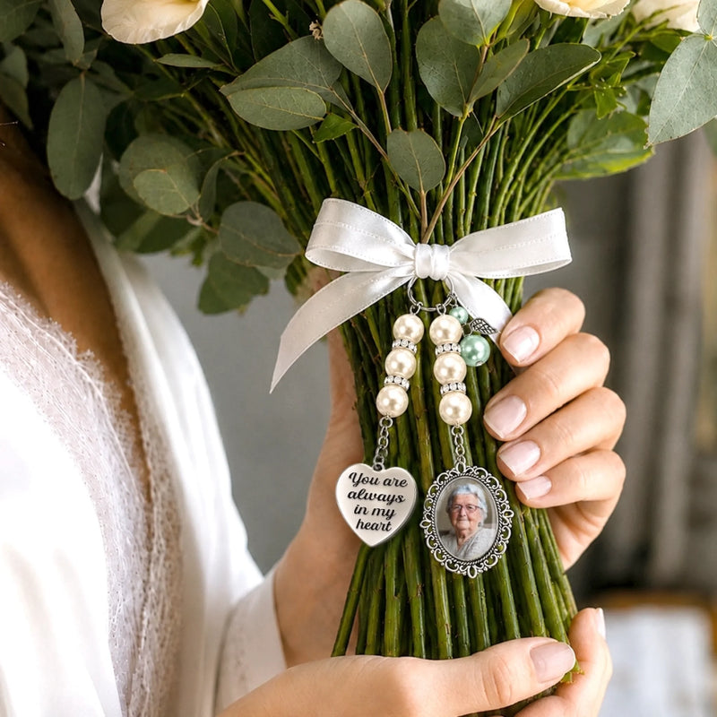 Personalized Photo Bouquet Charm - Sympathy Gifts For Brides - In Loving Memory