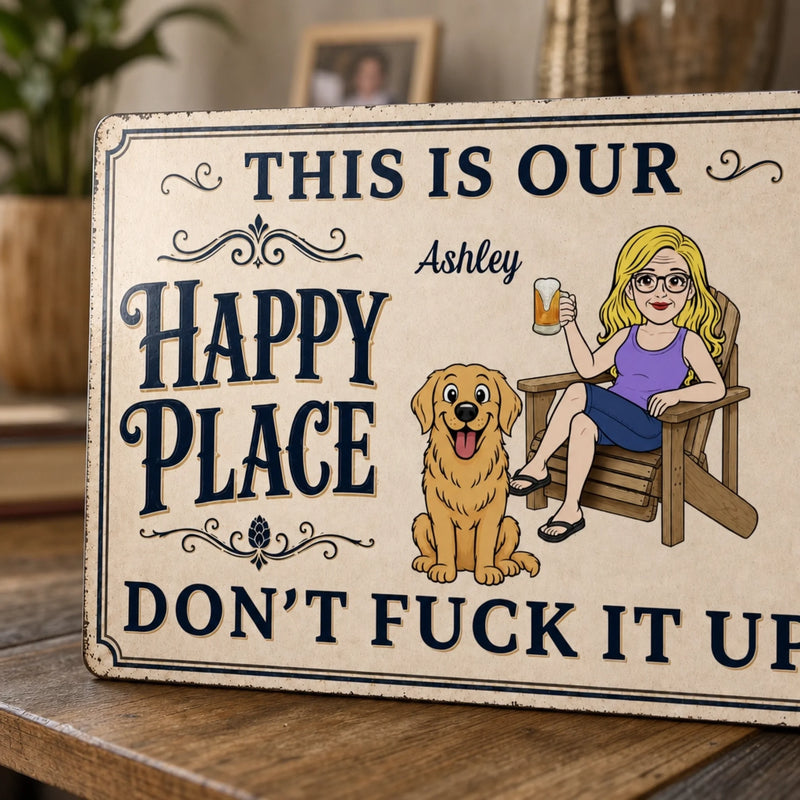 Personalized Home Decor Metal Sign – Anniversary Gift For Couple, Pet Lovers – Still Crazy About Each Other