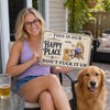 Personalized Home Decor Metal Sign – Anniversary Gift For Couple, Pet Lovers – Still Crazy About Each Other