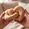 Personalized Interlocking Wooden Heart Sculpture – Gift for Couples – I Love You, I Keep You