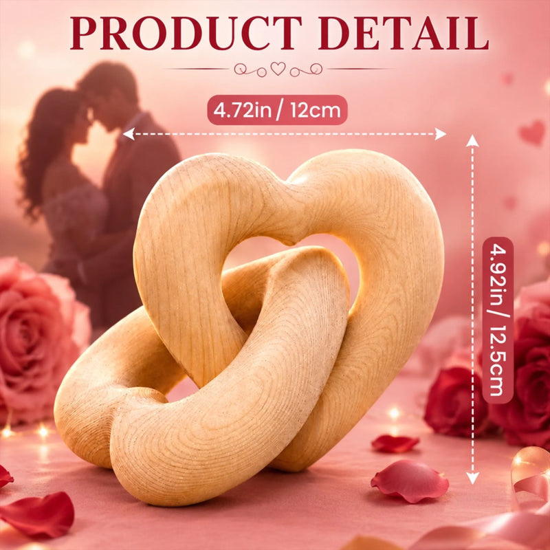 Personalized Interlocking Wooden Heart Sculpture – Gift for Couples – I Love You, I Keep You