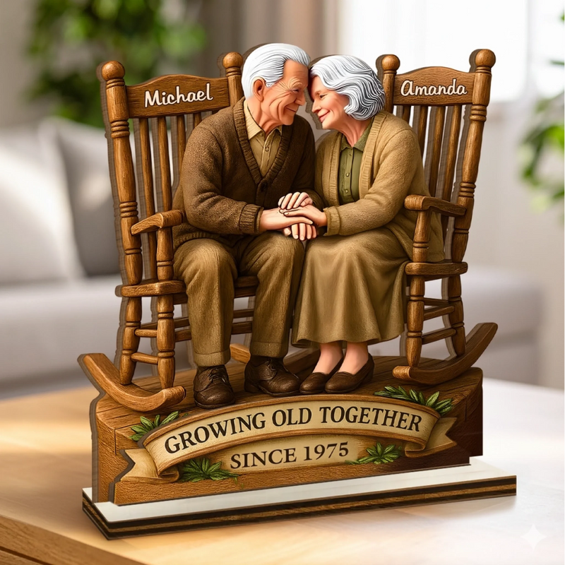 Personalized 2-Layered Wooden Plaque - Wedding Anniversary Gift For Couple - Love That Grows With Time