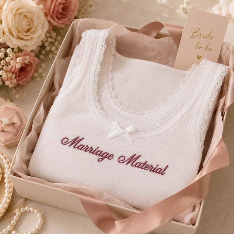 Custom Women's Embroidered Lace Tank Top – Personalized Bridesmaid Proposal Wedding Gifts For Bridesmaid, Bridal Party - She Said Yes, We Said Party