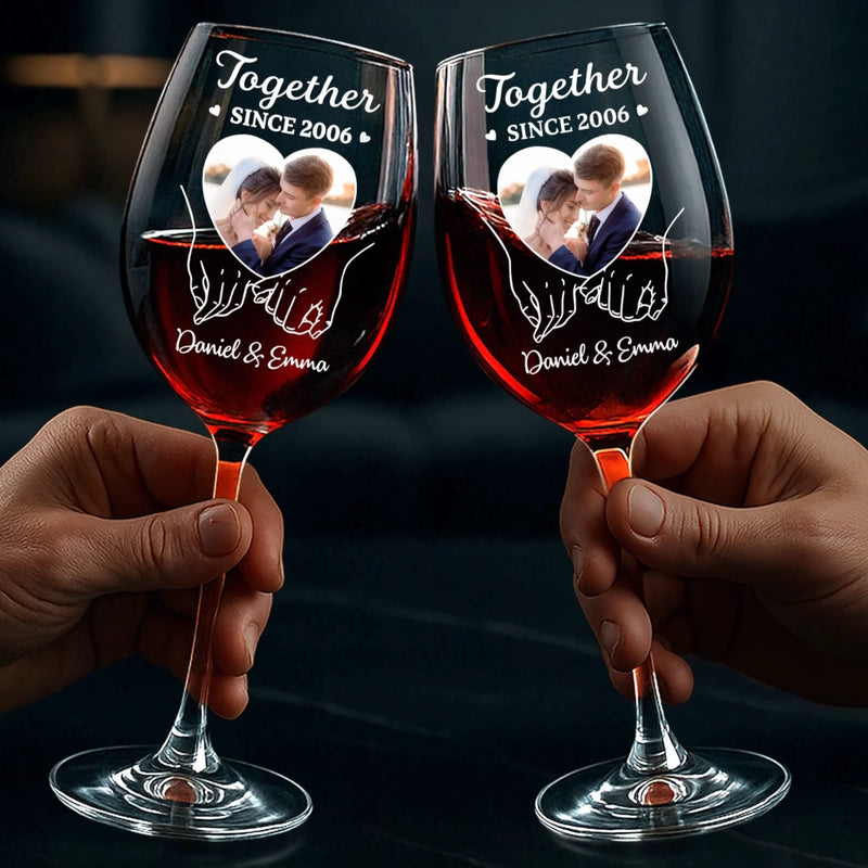 Personalized Photo Stemmed Wine Glass - Anniversary Wedding Gifts For Couple - Love in Every Sip