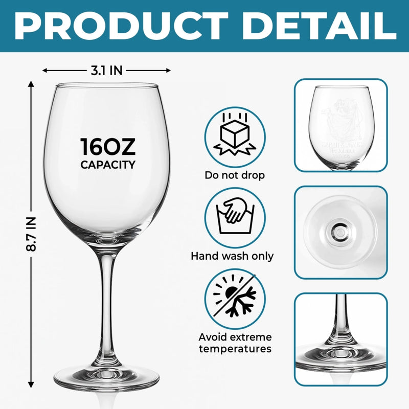 Personalized Photo Stemmed Wine Glass - Anniversary Wedding Gifts For Couple - Two Hearts, One Story