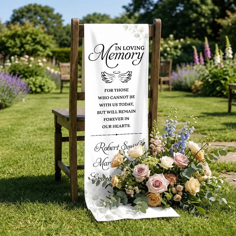 Personalized Wedding Chair Sign - Sympathy Gift For Bride & Groom - With Us In Spirit