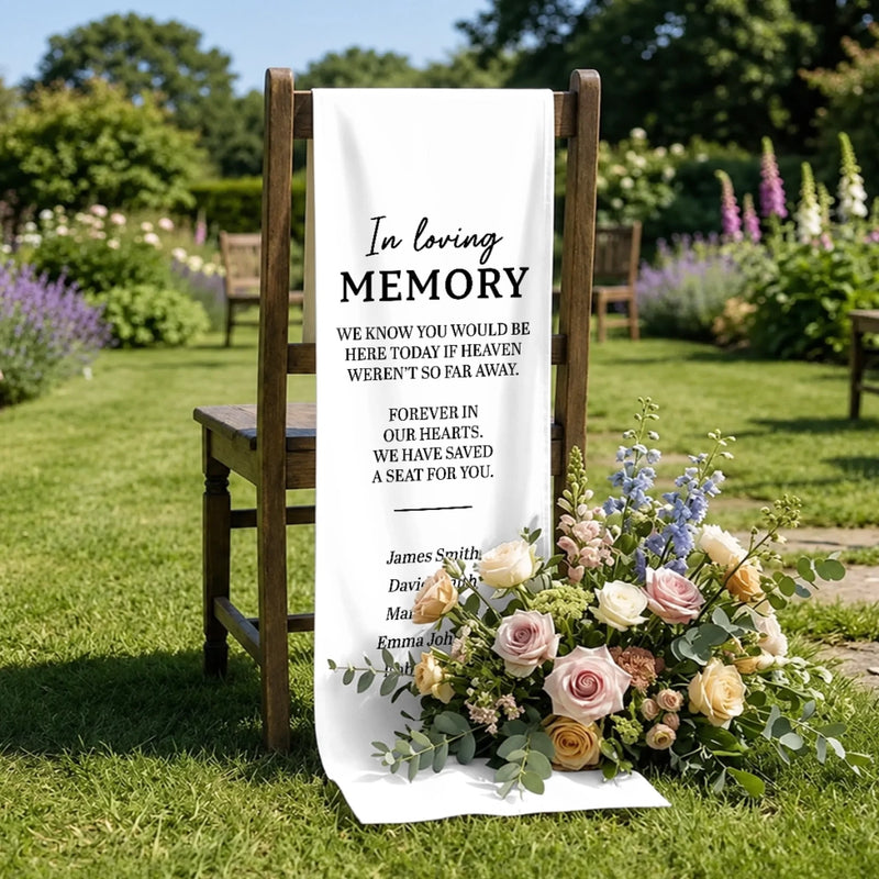 Personalized Wedding Chair Sign - Sympathy Gift For Bride & Groom - Gone But Never Forgotten