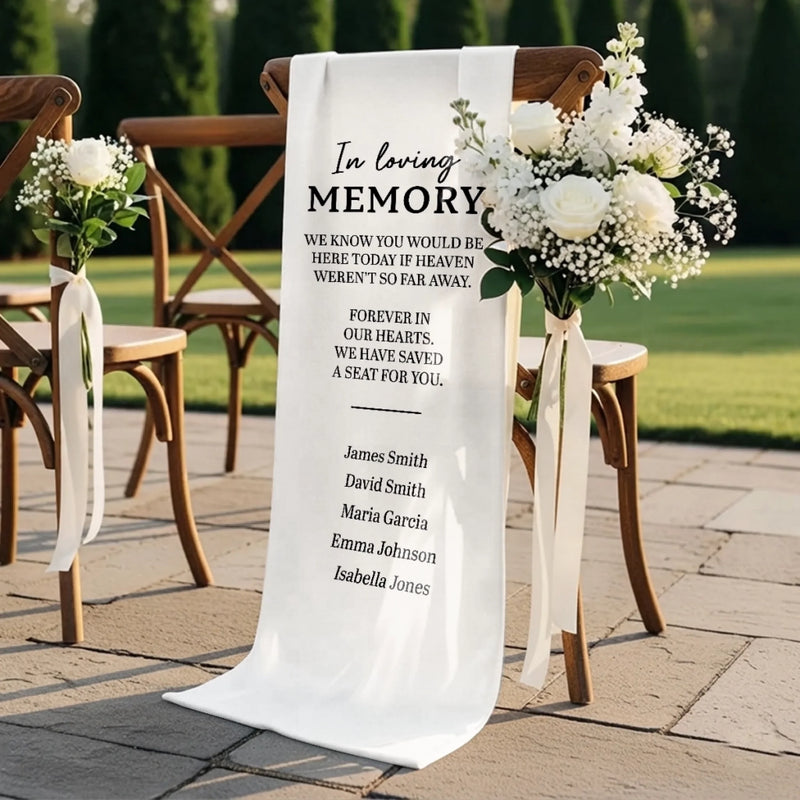 Personalized Wedding Chair Sign - Sympathy Gift For Bride & Groom - Gone But Never Forgotten