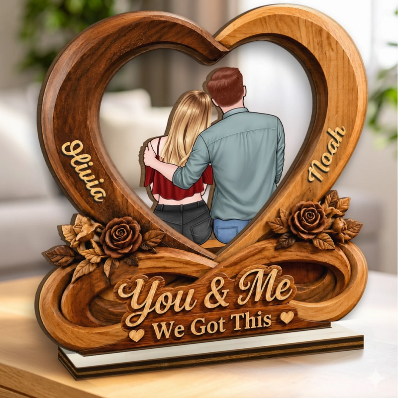 Personalized 2-Layered Wooden Plaque - Wedding Anniversary Gift For Couple - You & Me, Always