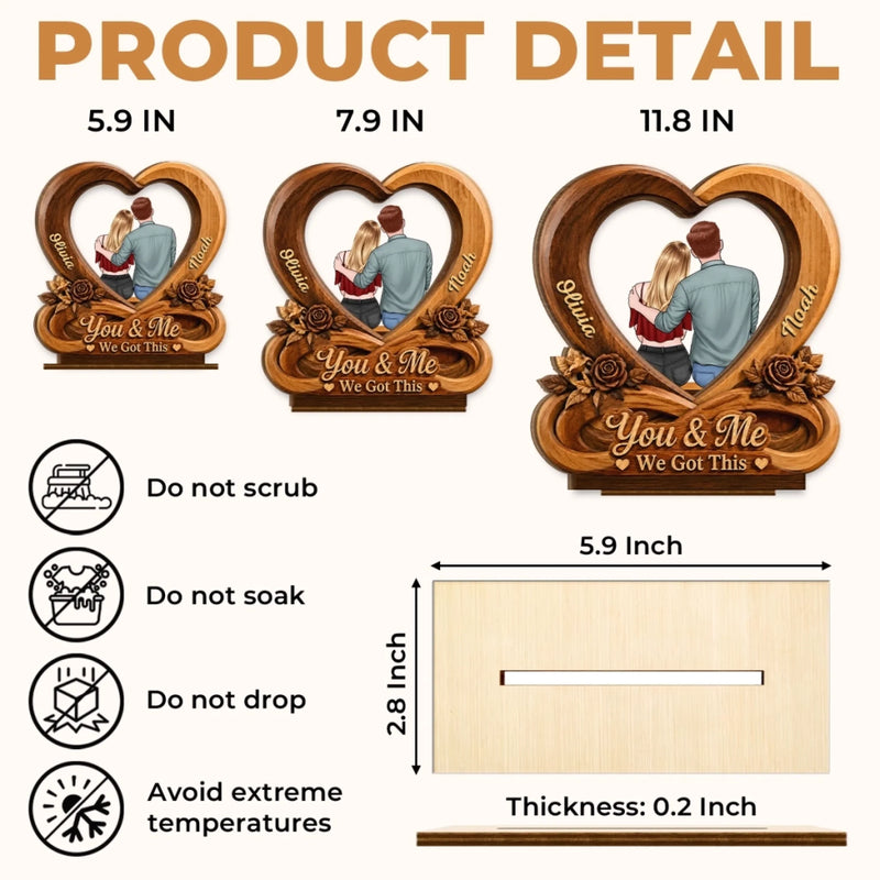 Personalized 2-Layered Wooden Plaque - Wedding Anniversary Gift For Couple - You & Me, Always