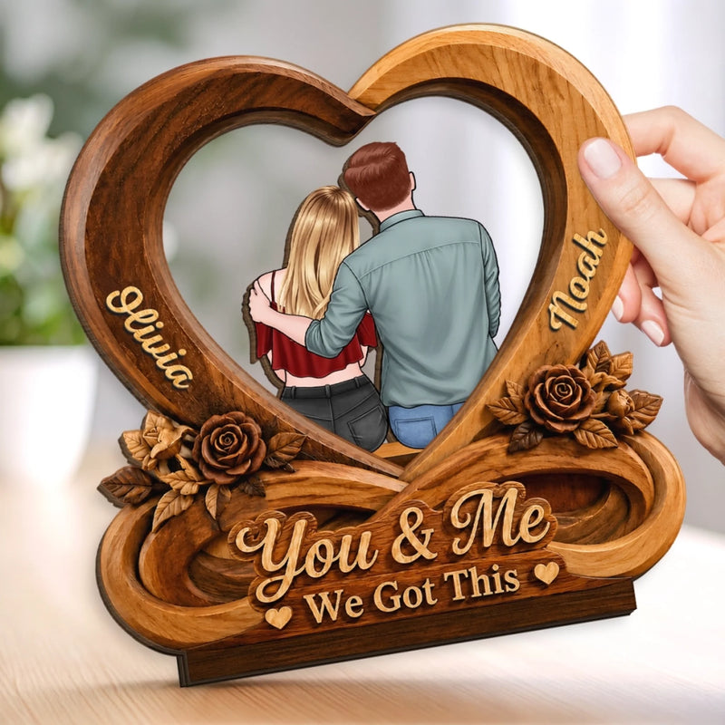 Personalized 2-Layered Wooden Plaque - Wedding Anniversary Gift For Couple - You & Me, Always