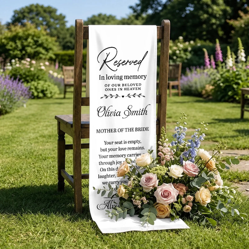 Personalized Wedding Chair Sign - Sympathy Gift For Bride & Groom - Forever Part Of Our Story