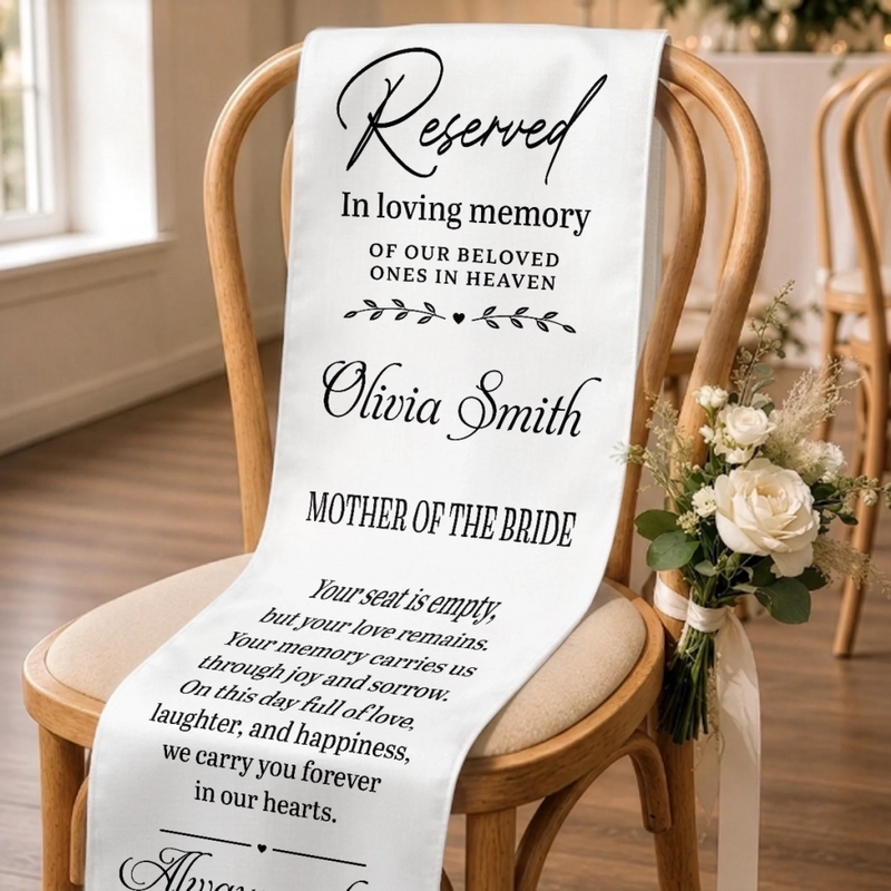Personalized Wedding Chair Sign - Sympathy Gift For Bride & Groom - Forever Part Of Our Story
