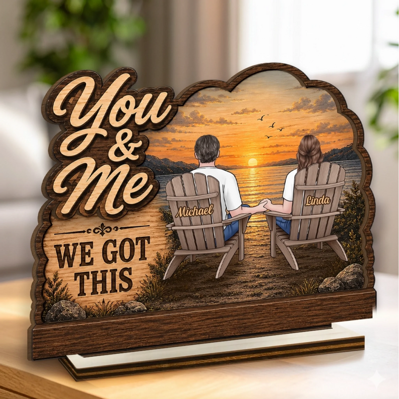 Personalized 2-Layered Wooden Plaque - Wedding Anniversary Gift For Couple - Love Built to Last