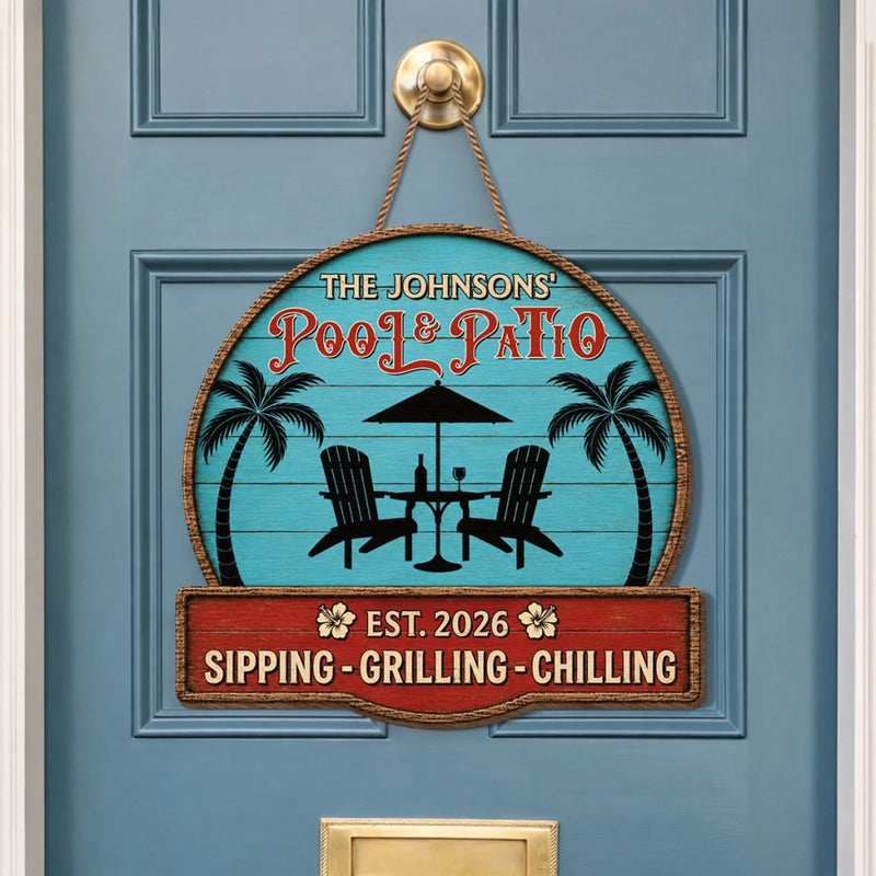 Personalized Wood Sign - Poolside, Summer Gift For Family - Paradise Found Here