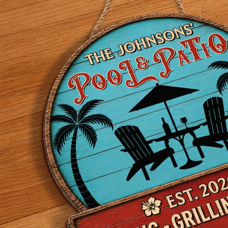 Personalized Wood Sign - Poolside, Summer Gift For Family - Paradise Found Here