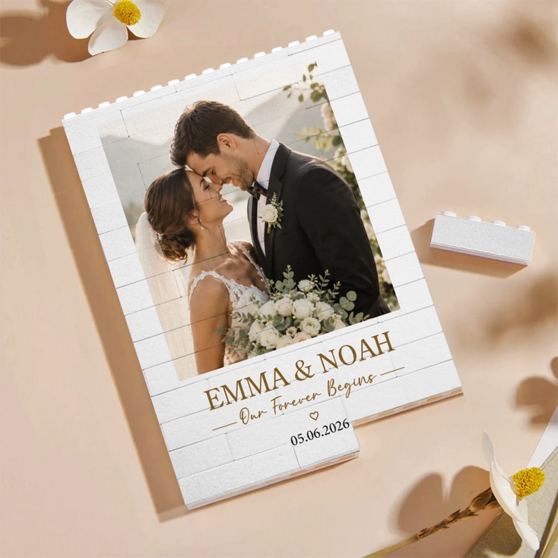 Personalized Building Brick Blocks - Wedding Gift For Couple - Our Forever Begins