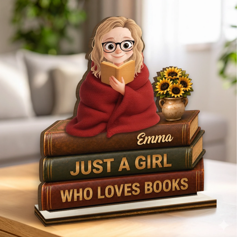 Personalized 2-Layered Wooden Plaque - Gift For Book Lovers - Reading Is My Cardio